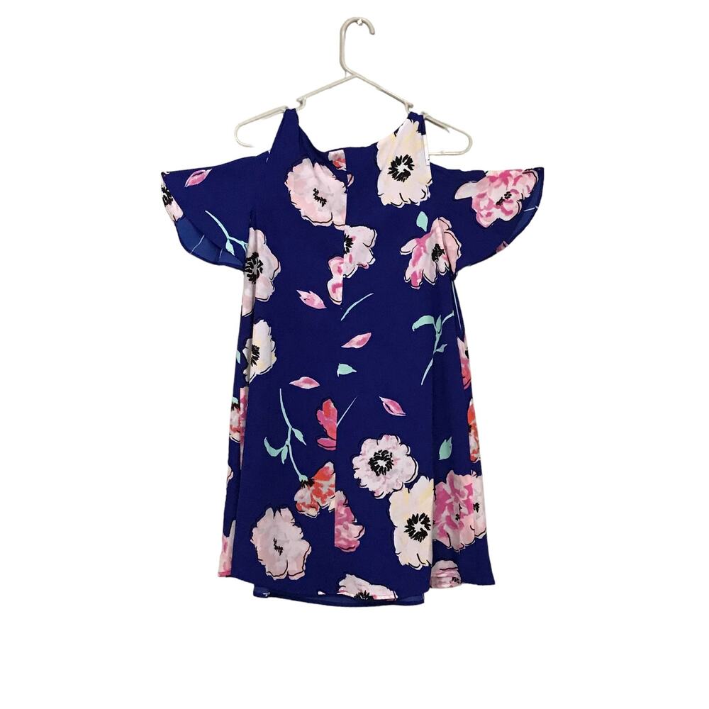 Kaari Blue Cold Shoulder Dress Size Small Petite Floral KAARI Blue - Picture 2 of 3